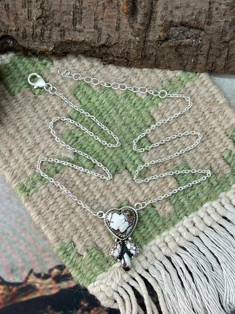 Handmade Sterling Silver Wildhorse Magnesite Necklace "Signed Nizhoni"