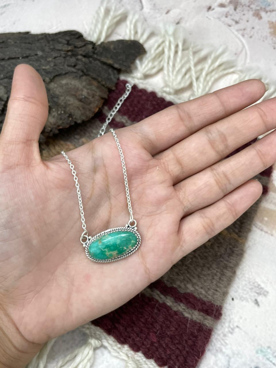 Handmade Sterling Silver Mantis Turquoise Necklace "Signed Nizhoni"