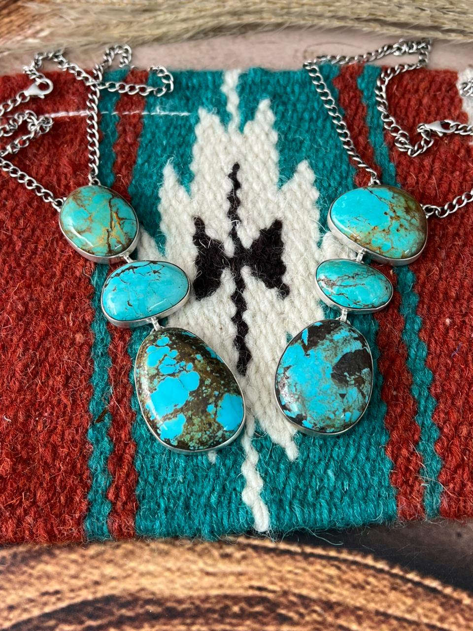 Handmade Sterling Silver Royston Turquoise Necklace "Signed Nizhoni"