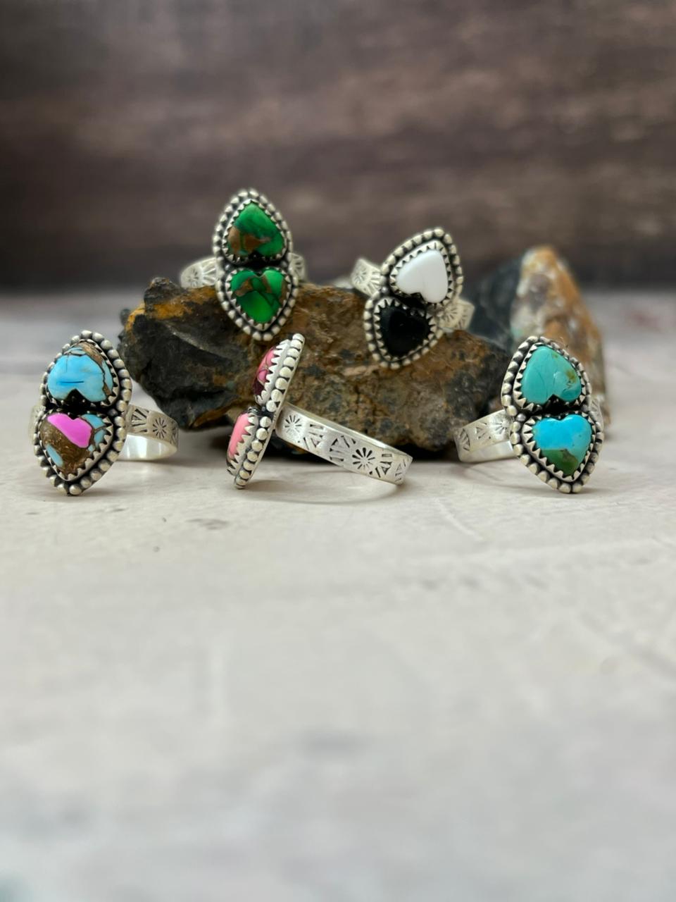 Handmade Sterling Silver Multi Stone Adjustable Ring "Signed Nizhoni"