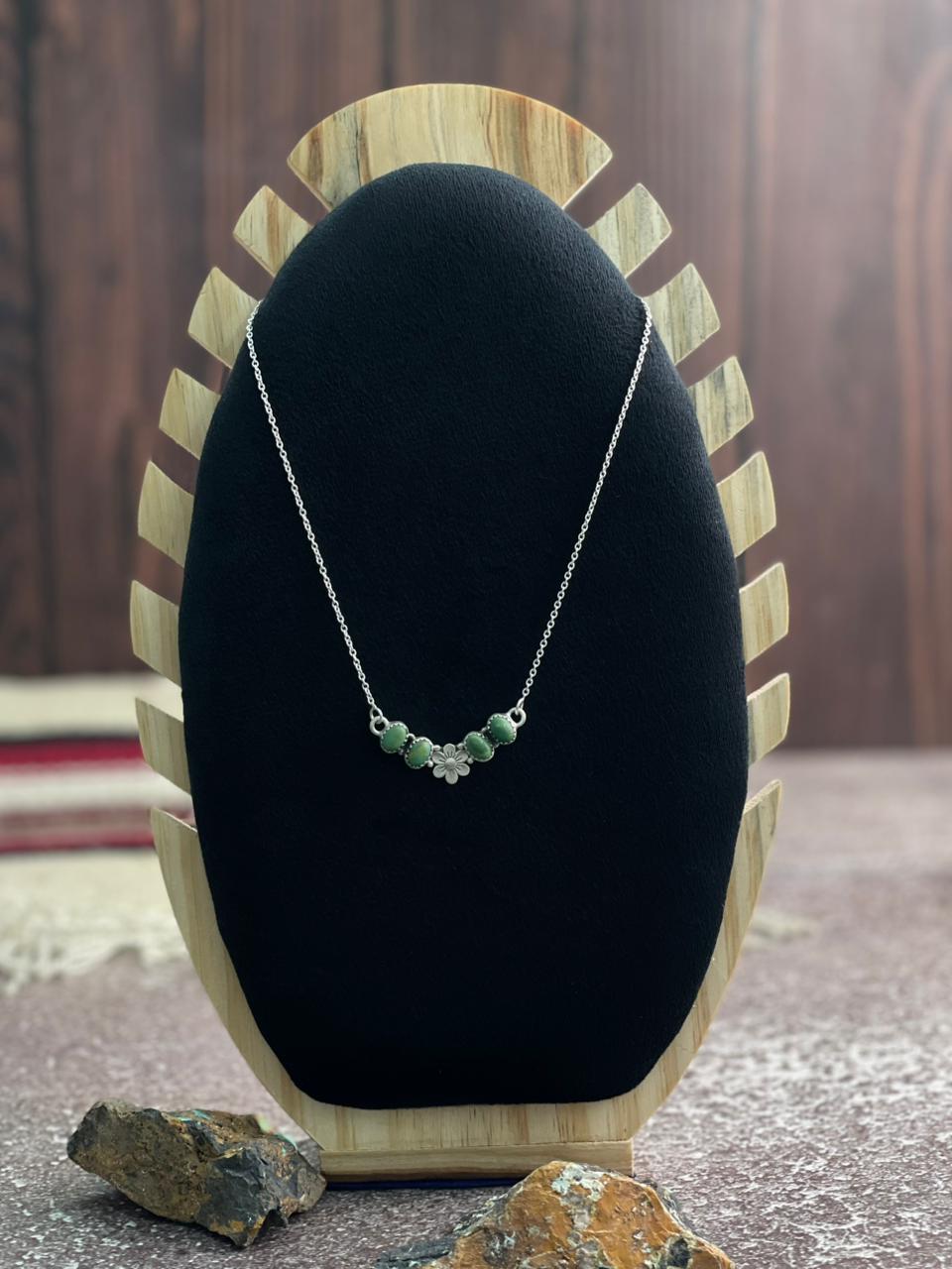 Handmade Sterling Silver Kingman Turquoise Necklace "Signed Nizhoni"