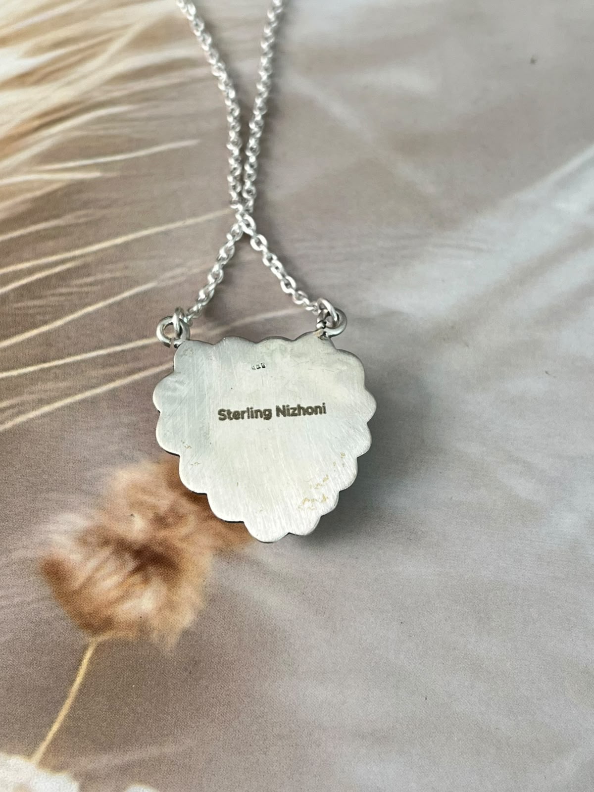 Handmade Sterling Silver Christmas Dahlia Collection: Heart Necklace Signed Nizhoni