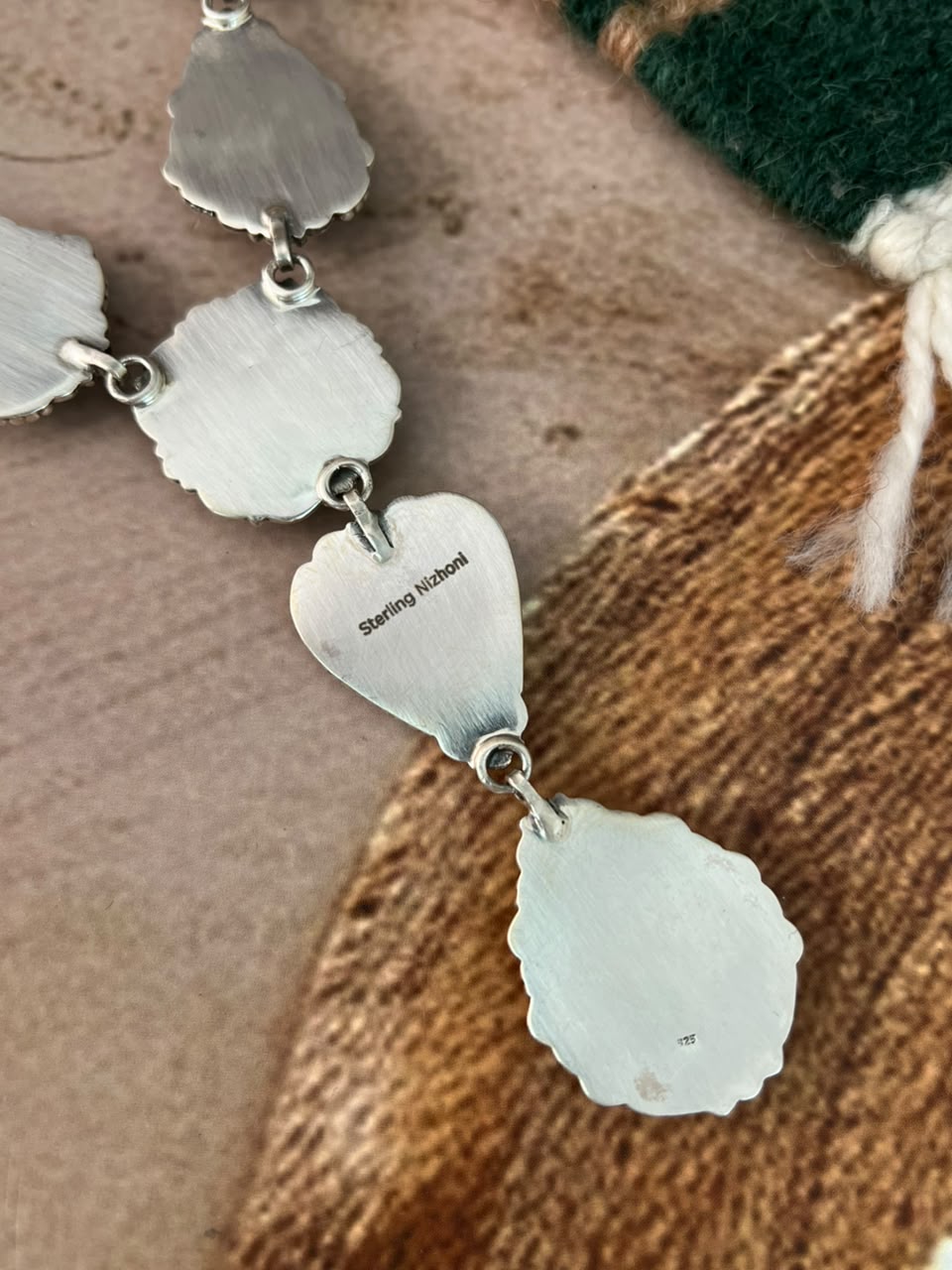 Handmade Sterling Silver Royston Turquoise Drop Necklace Signed Nizhoni