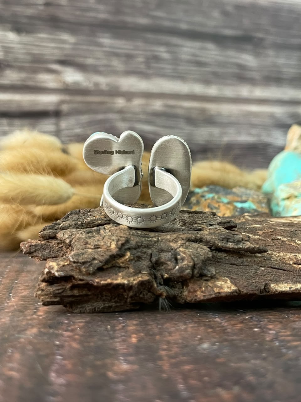 Handmade Sterling Silver Cotton Candy Cobble Stone Adjustable Ring Signed Nizhoni