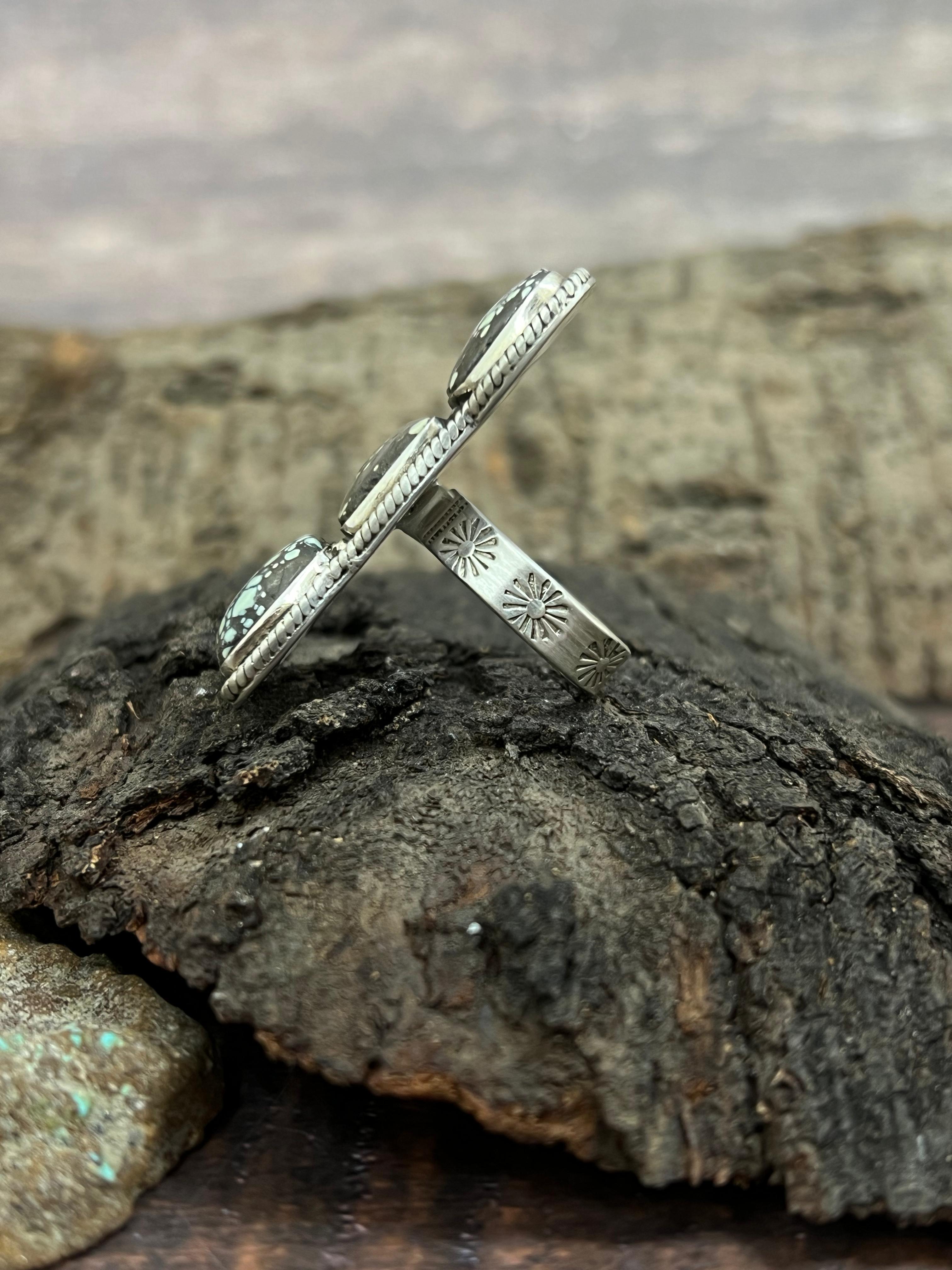 Handmade Sterling Silver Starfox Variscite Adjustable Ring Signed Nizhoni