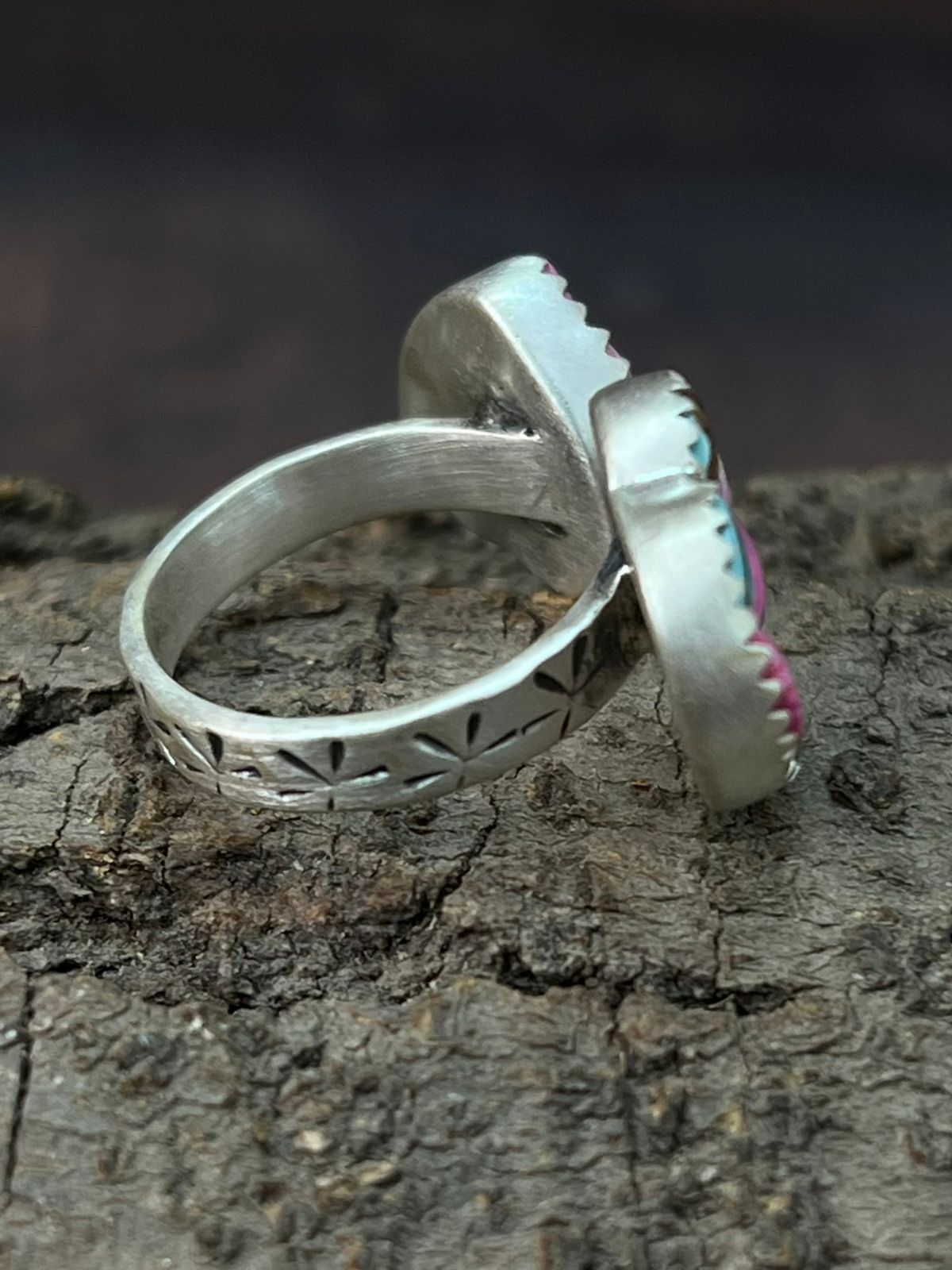 Handmade Sterling Silver Cotton Candy Heart Shape Adjustable Ring "Signed Nizhoni"