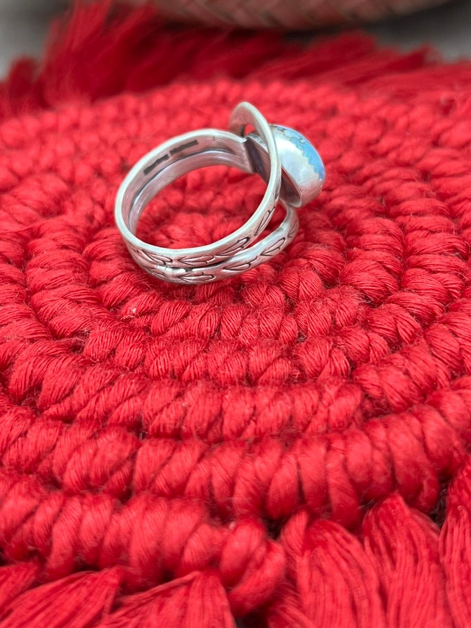 Handmade Sterling Silver Golden Hills Turquoise Adjustable Ring "Signed Nizhoni"