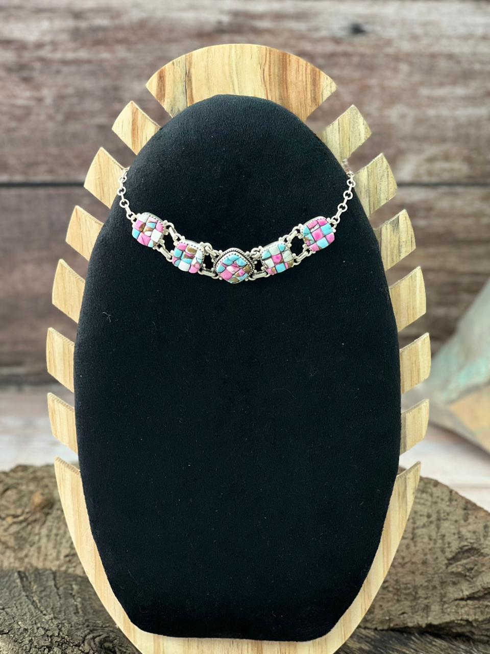 Handmade Sterling Silver Cotton Candy Necklace "Signed Nizhoni"