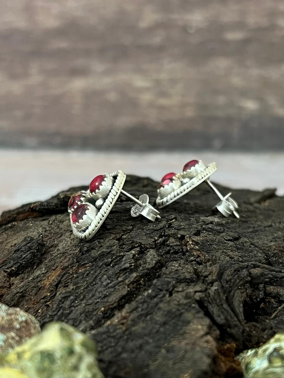 Handmade Sterling Silver Dahlia Rose Post Studs with Signed Nizhoni (9)