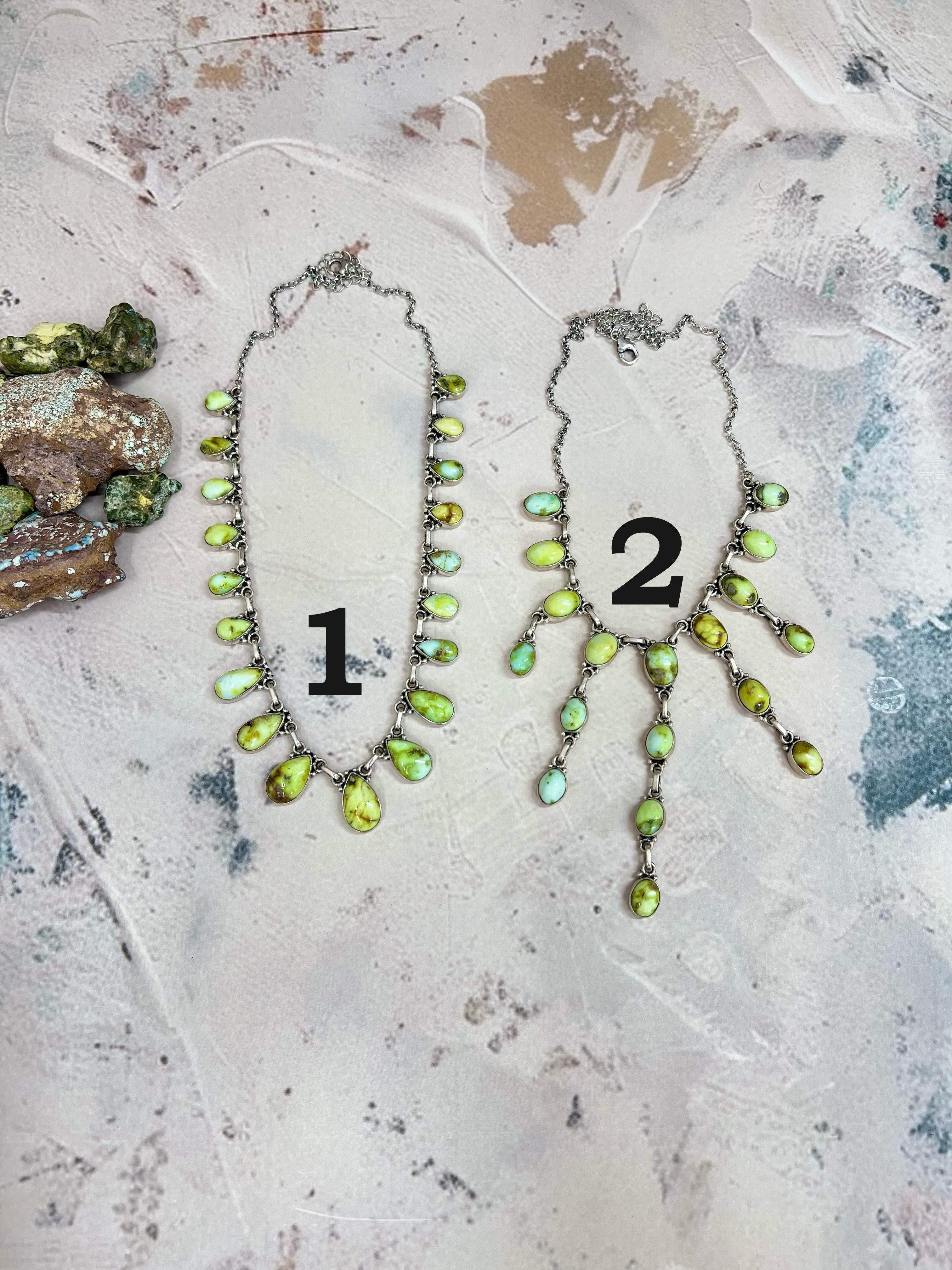 Handmade Sterling Silver Palomino Turquoise Necklace with Signed Nizhoni