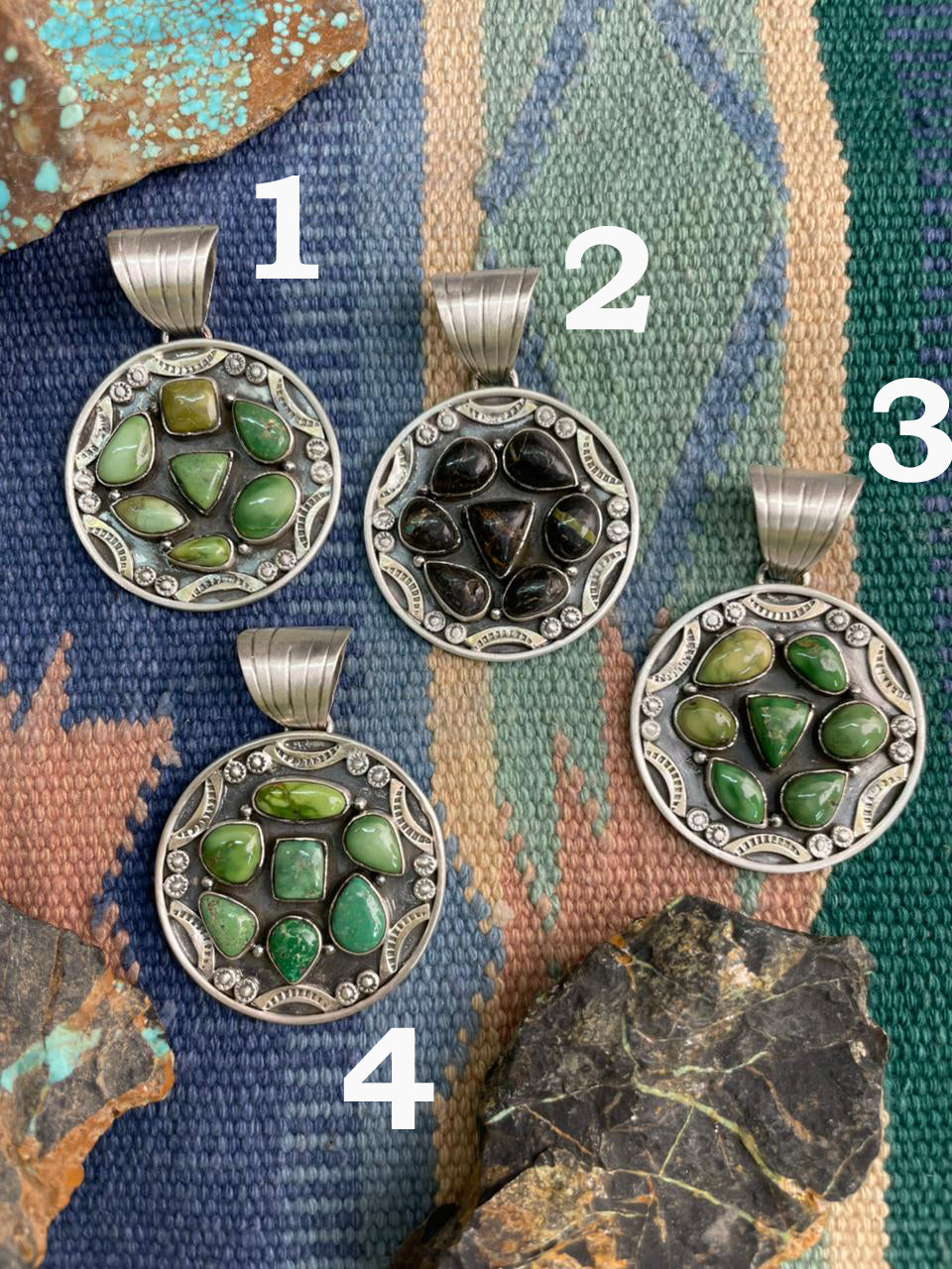 Handmade Sterling Silver Sonoran Mountain, Blackjack Turquoise Pendant "Signed Nizhoni"