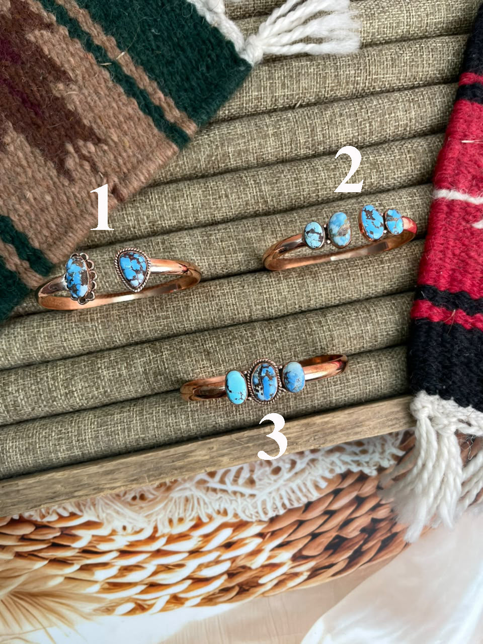 Handmade Golden Hills Turquoise Copper Collection: Cuff Bracelet Signed Nizhoni
