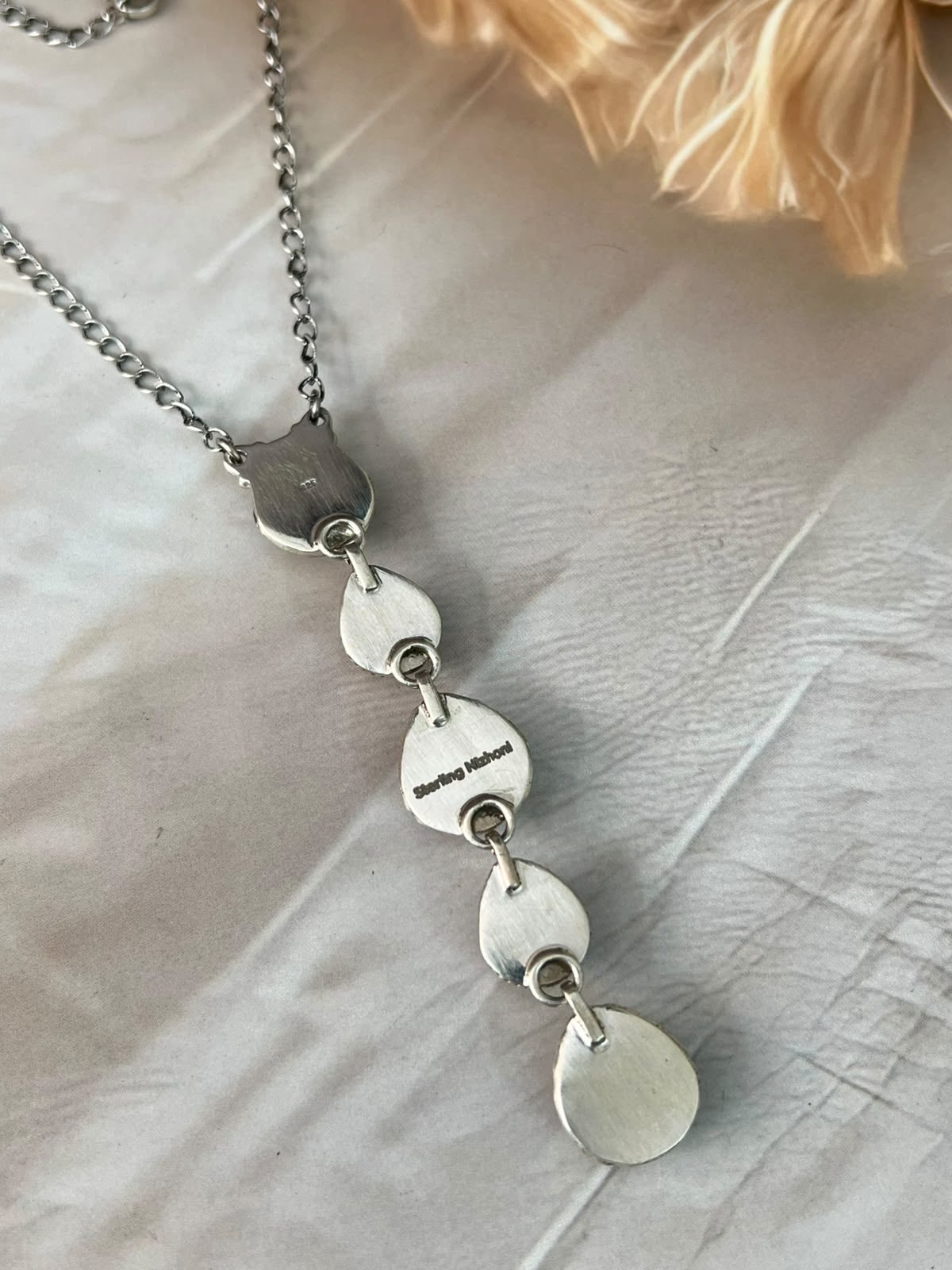 Handmade Sterling Silver Christmas Dahlia Collection: Drop Necklace Signed Nizhoni