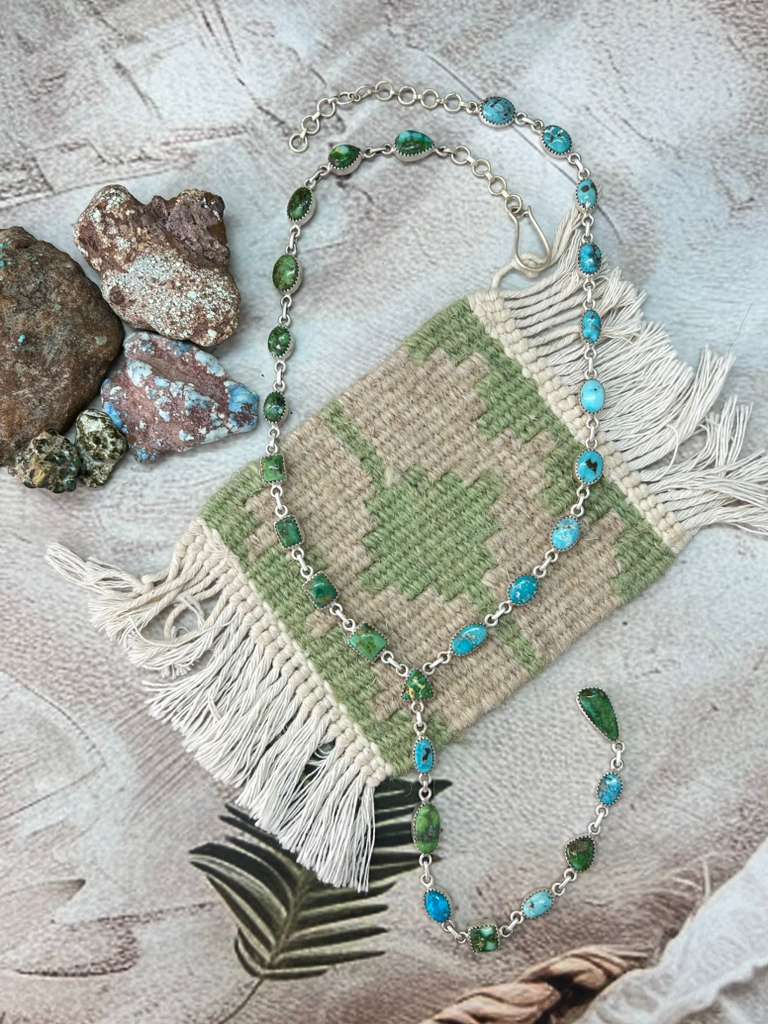 Handmade Sterling Silver Sonoran with White Water Turquoise Necklace with Signed Nizhoni (5)
