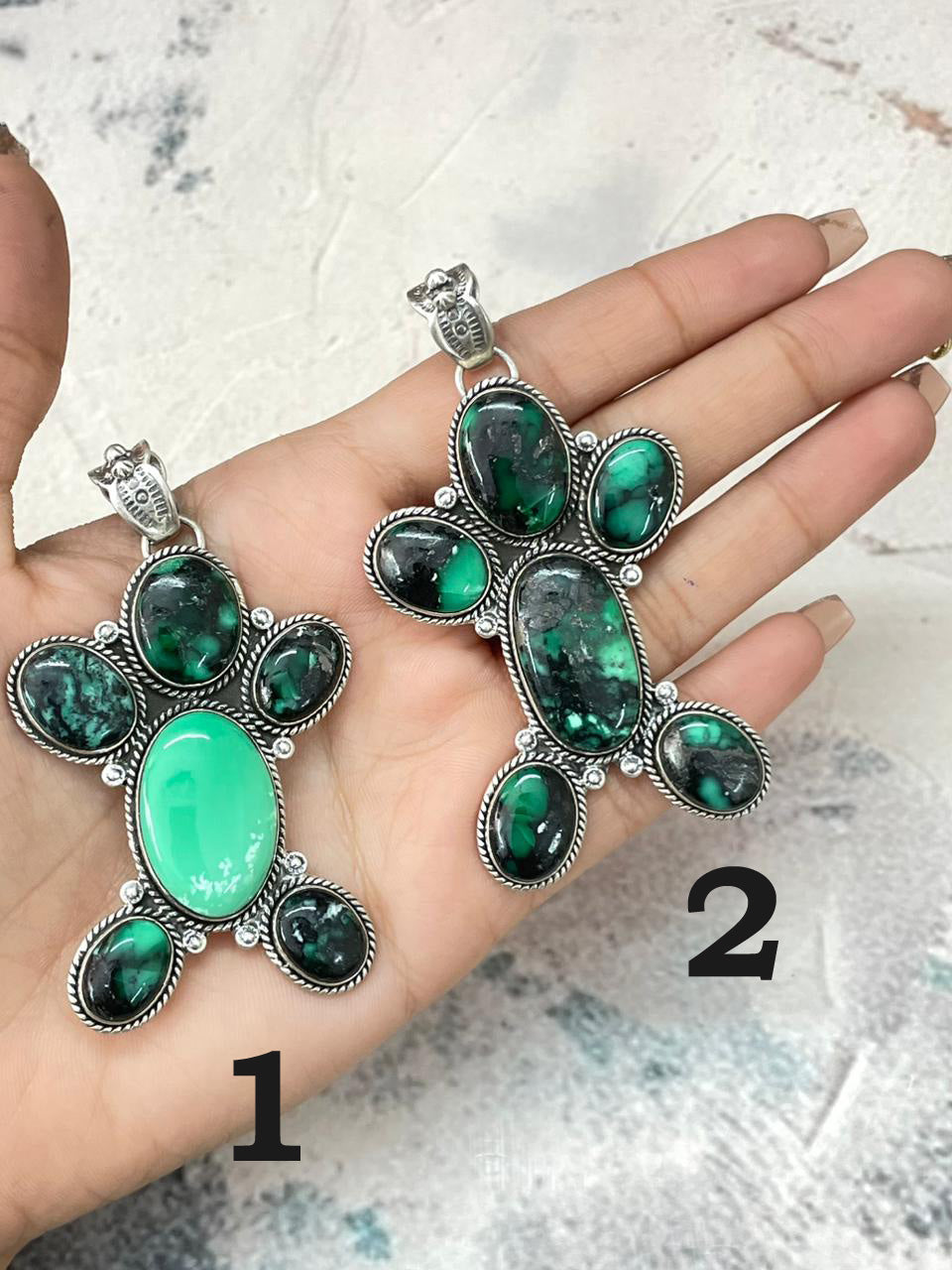 Handmade Sterling Silver Emerald Rose Pendant "Signed Nizhoni"