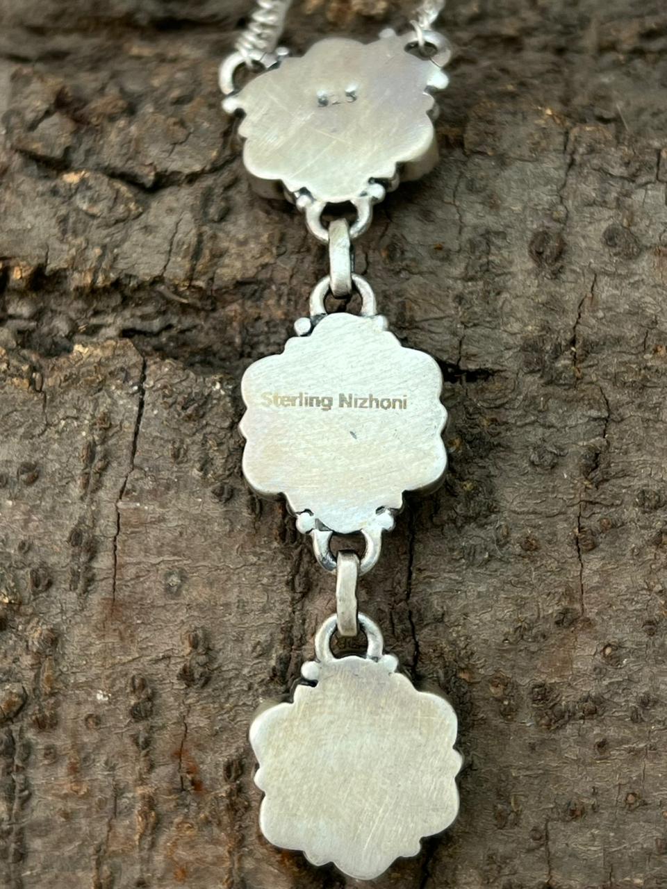 Handmade Sterling Silver Kingman Turquoise Necklace "Signed Nizhoni"