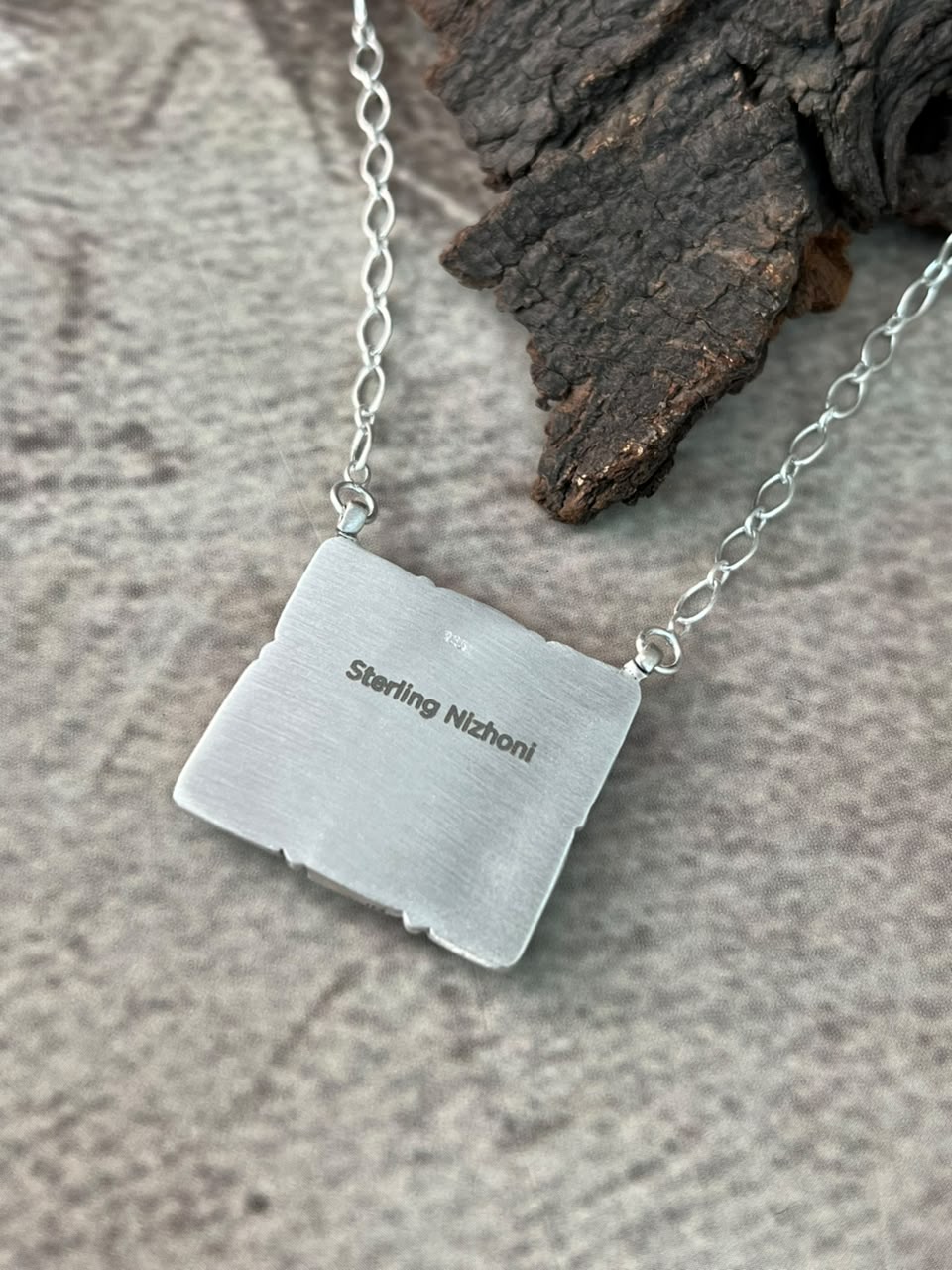 Handmade Sterling Silver Campitos Turquoise Collection: Necklace Signed Nizhoni