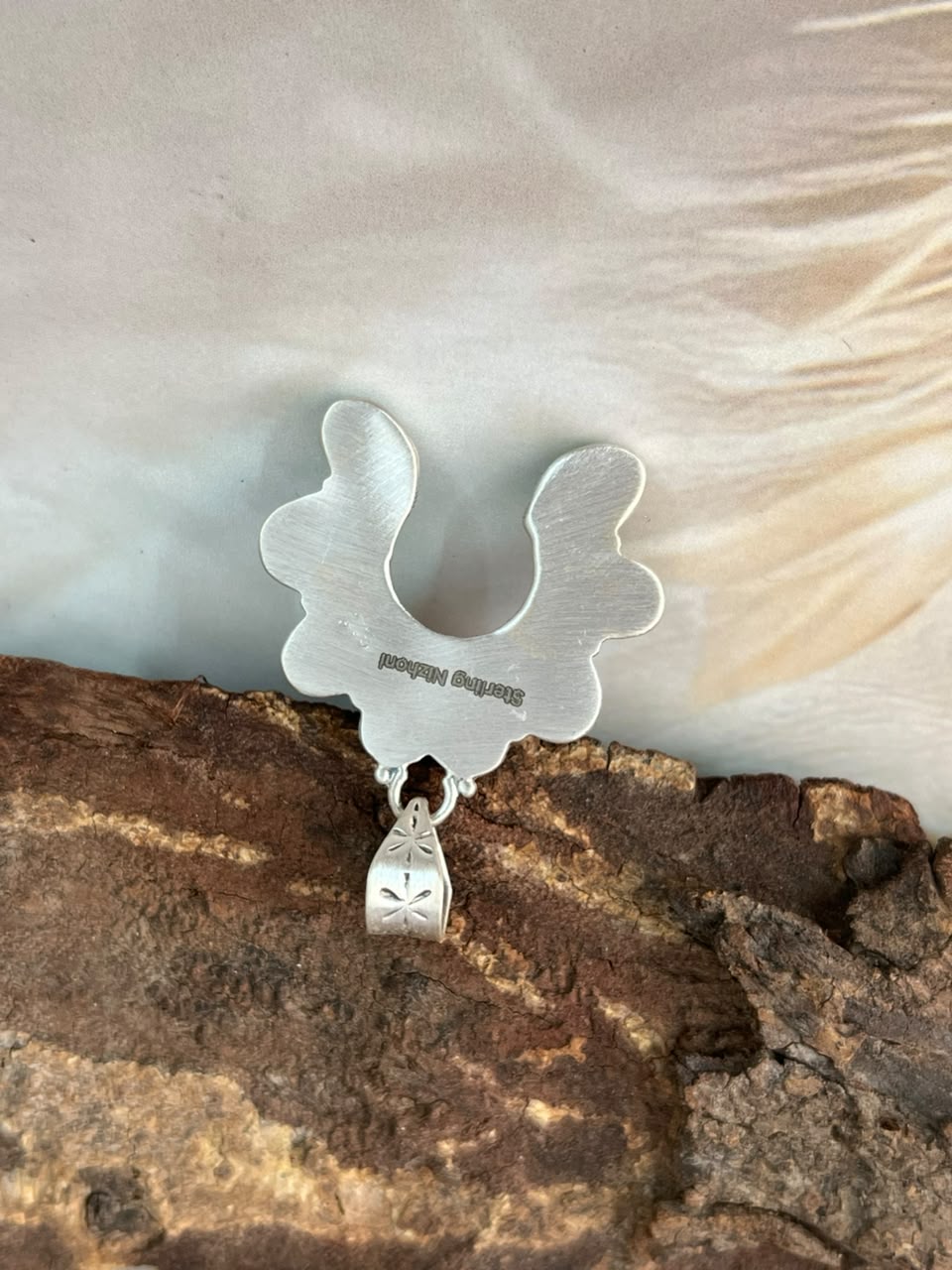 Handmade Sterling Silver Number 8 Turquoise Naja Pendant Signed Nizhoni