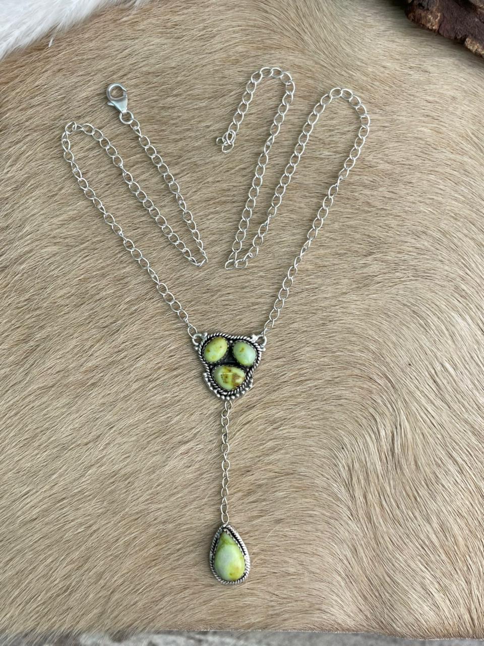 Handmade Sterling Silver Palomino Turquoise Necklace "Signed Nizhoni"