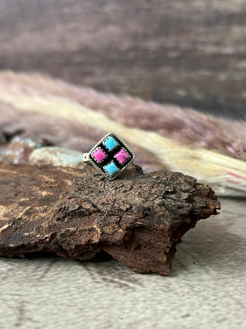 Handmade Sterling Silver Cotton Candy Adjustable Ring "Signed Nizhoni"