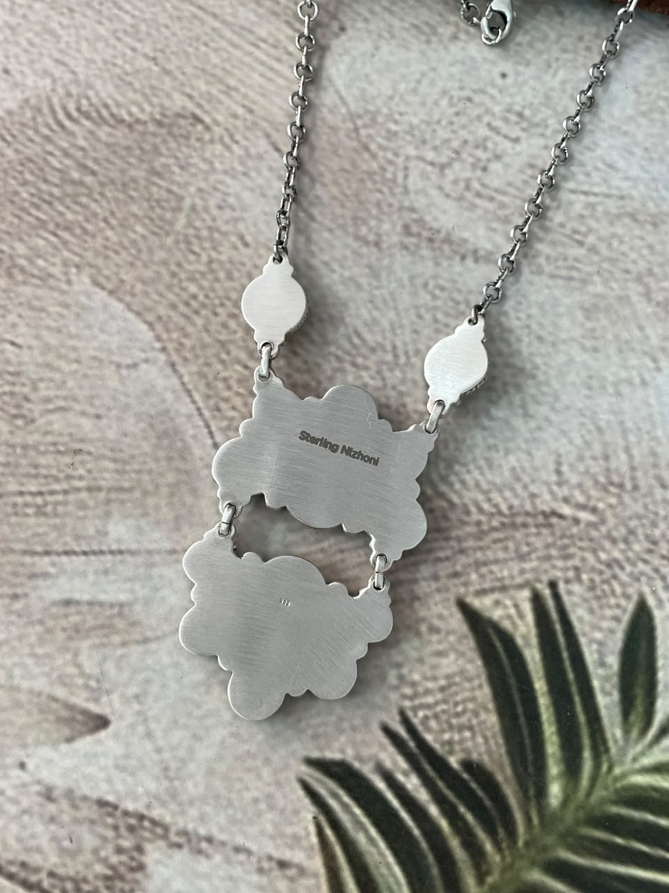 Handmade Sterling Silver Colina Verde Variscite Collection: Necklace Signed Nizhoni