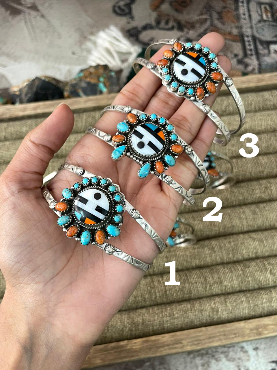 Handmade Sterling Silver Turquoise and MOP Cuff Bracelet "Signed Nizhoni"
