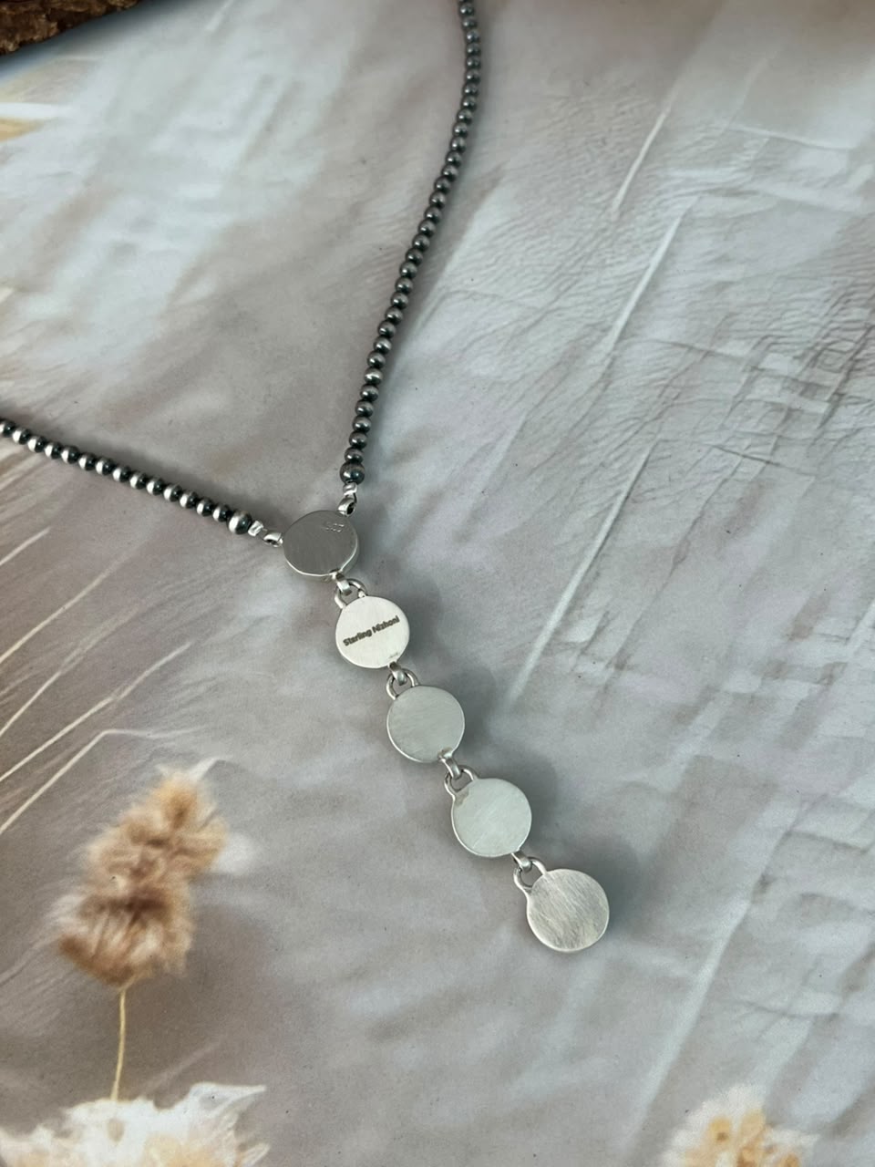 Handmade Sterling Silver Christmas Dahlia Collection: Beaded Necklace Signed Nizhoni