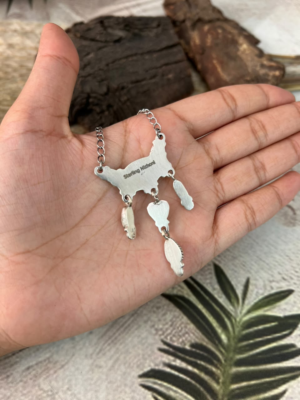 Handmade Sterling Silver Sonoran Mountain Turquoise with Bumblebee and White Buffalo Spring Collection: Necklace Signed Nizhoni