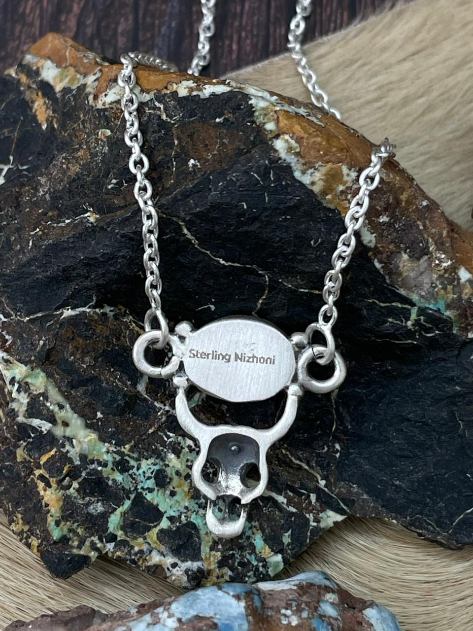 Handmade Sterling Silver Wildhorse Magnesite Necklace "Signed Nizhoni"