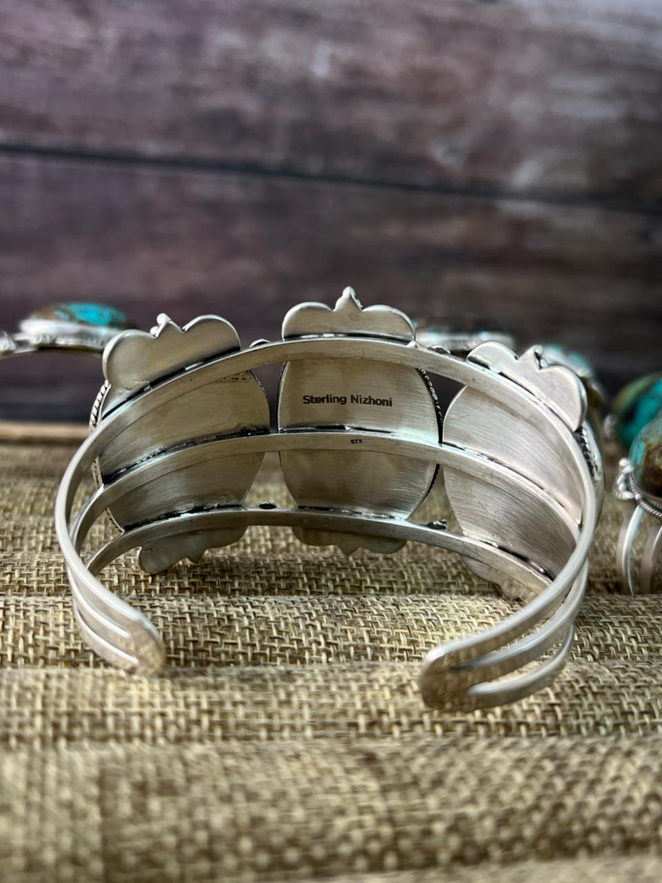 Handmade Sterling Silver Royston Turquoise Cuff Bracelet "Signed Nizhoni"