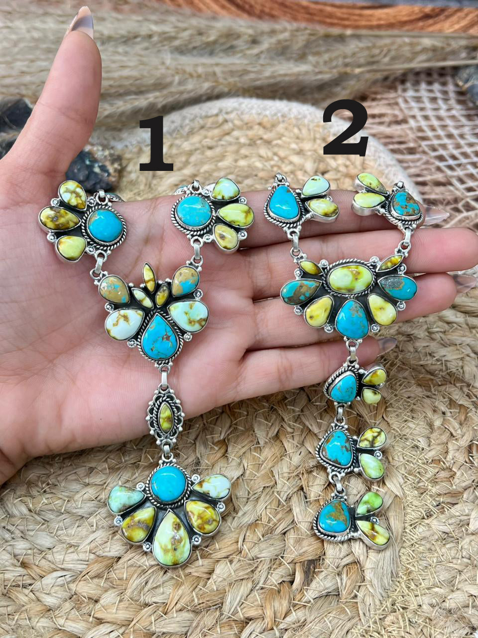 Handmade Sterling Silver Santa Maria with Palomino Turquoise Necklace "Signed Nizhoni"
