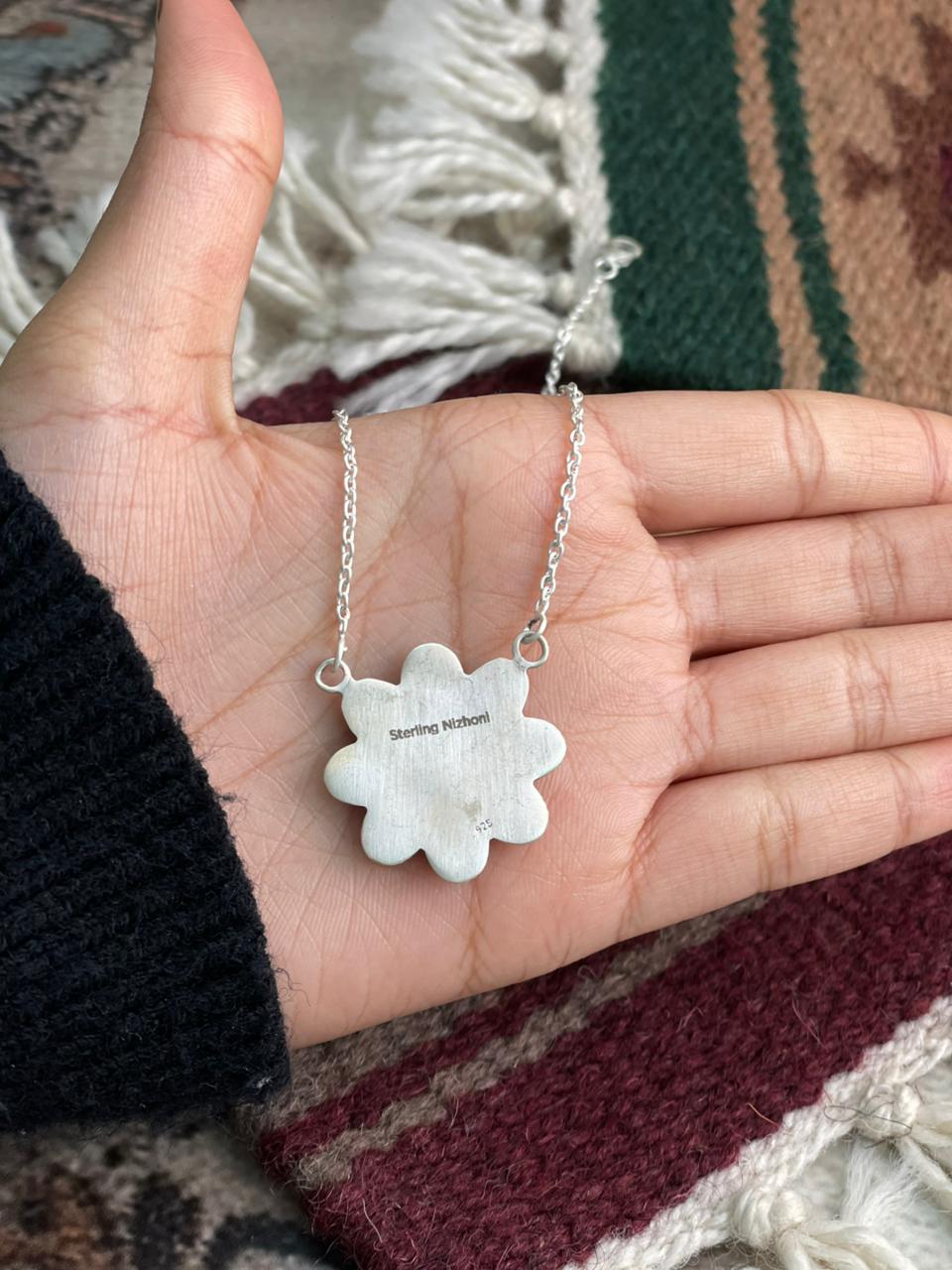 Handmade Sterling Silver Hot Pink Necklace "Signed Nizhoni"