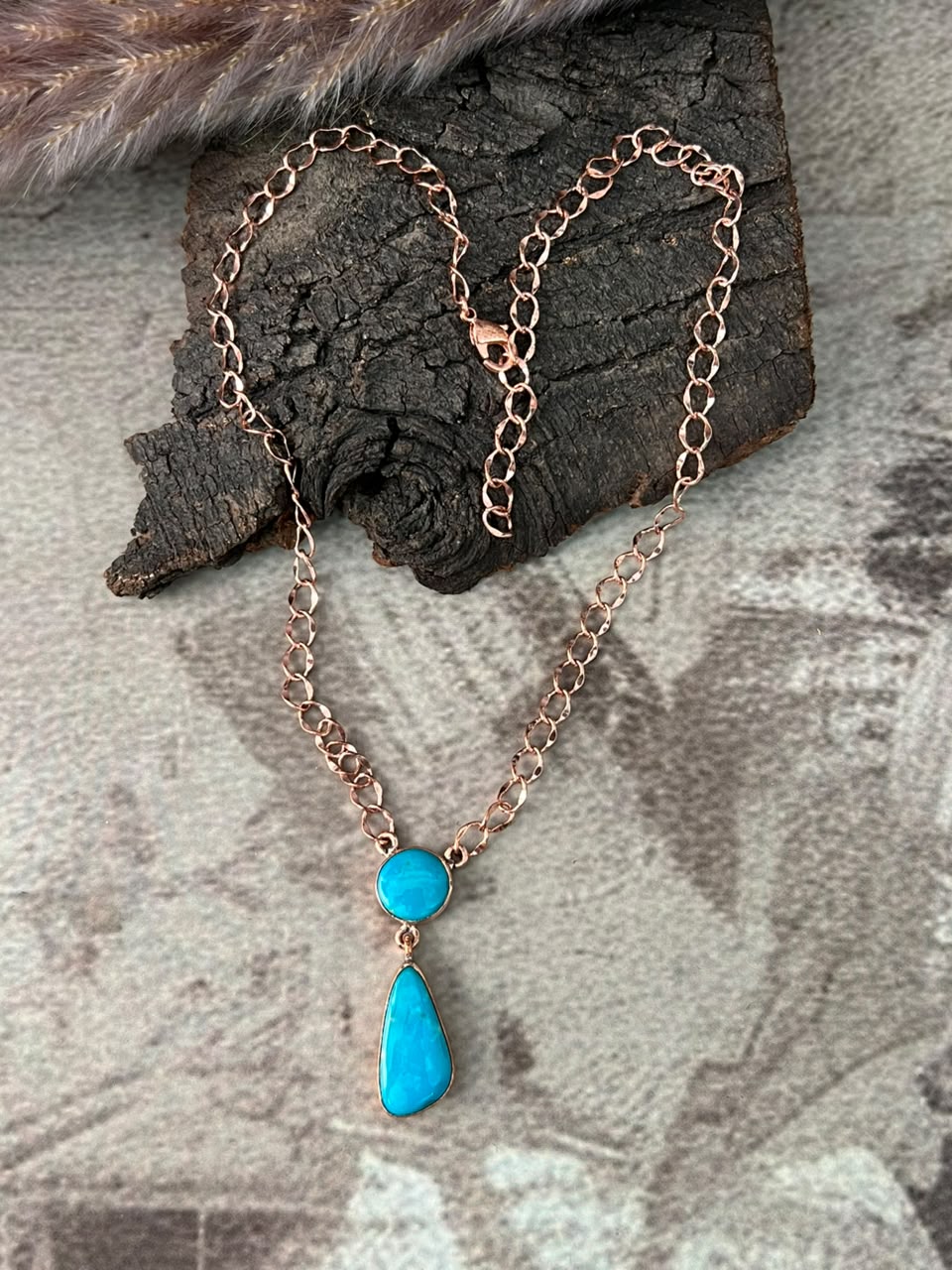 Handmade Hardy Pit Copper Collection: Necklace Signed Nizhoni