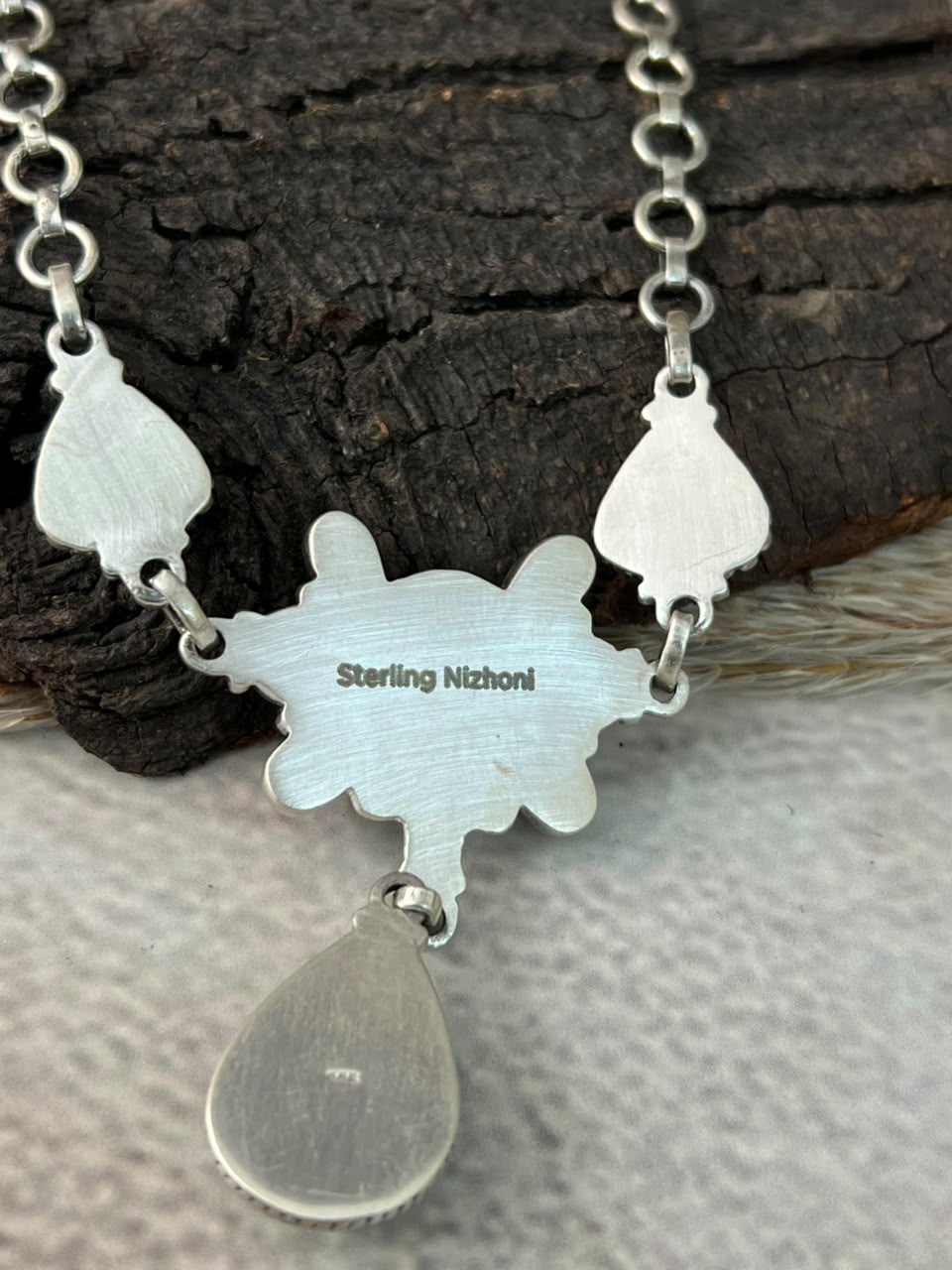 Handmade Sterling Silver Sonoran Mountain Turquoise with Bumblebee and White Buffalo Spring Collection: Choker Necklace Signed Nizhoni