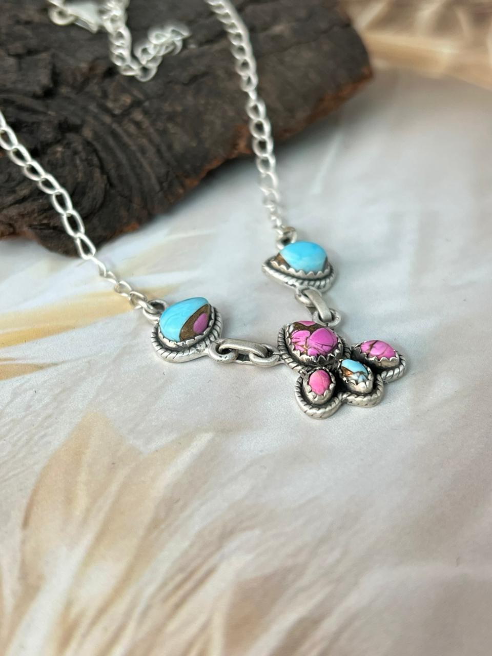 Handmade Sterling Silver Cotton Candy Necklace "Signed Nizhoni"
