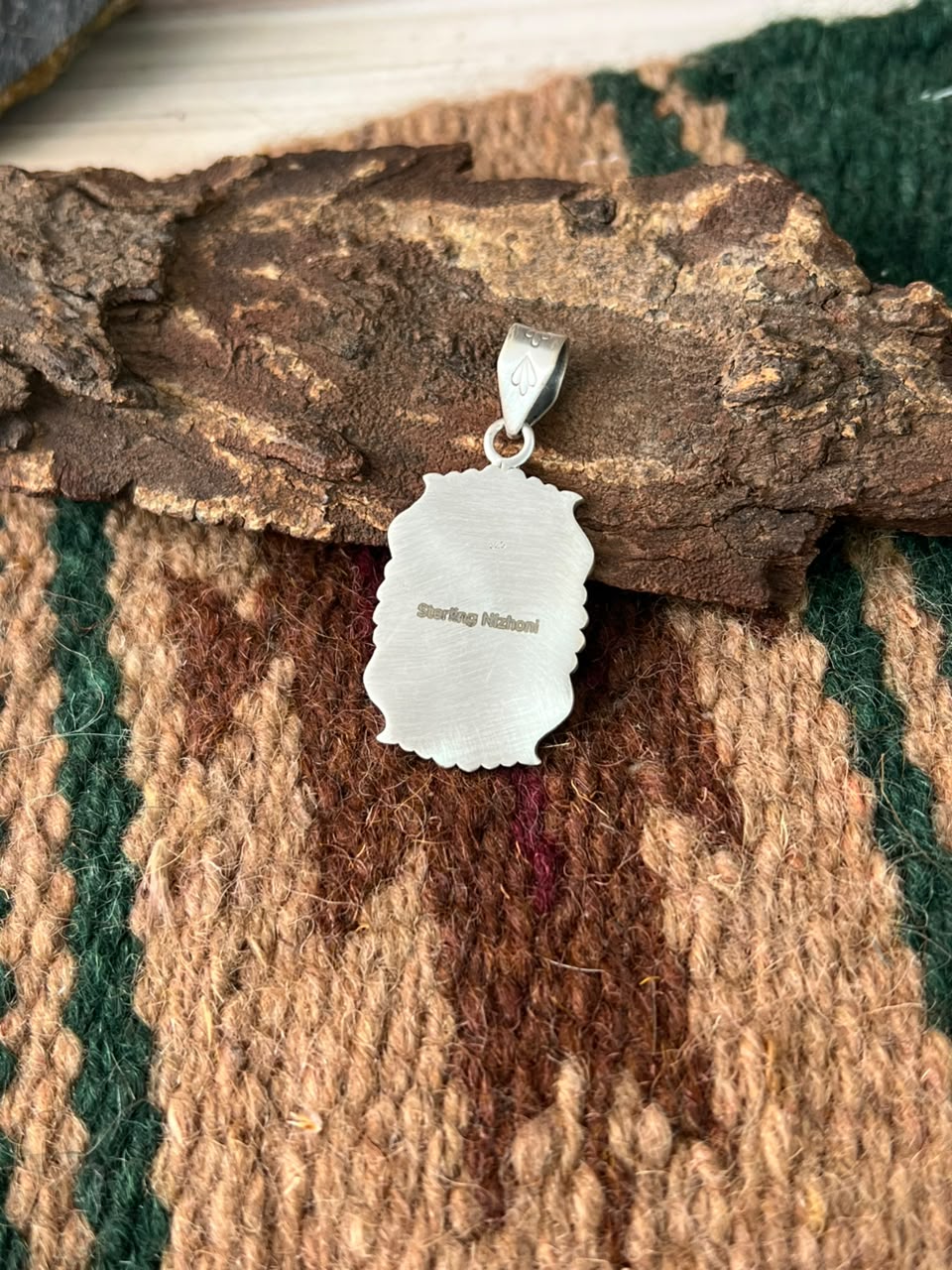 Handmade Sterling Silver Kingman Turquoise Pendant Signed Nizhoni