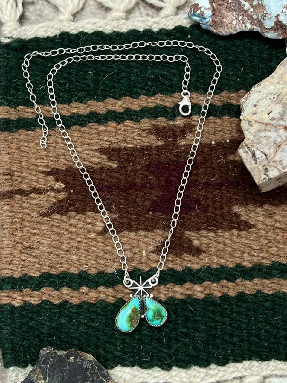 Handmade Sterling Silver Sonoran Mountain Turquoise Necklace "Signed Nizhoni"
