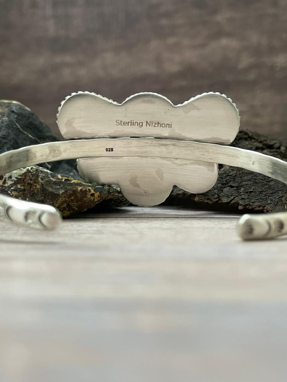 Handmade Sterling Silver Emerald Valley Turquoise Cuff Bracelet "Signed Nizhoni"