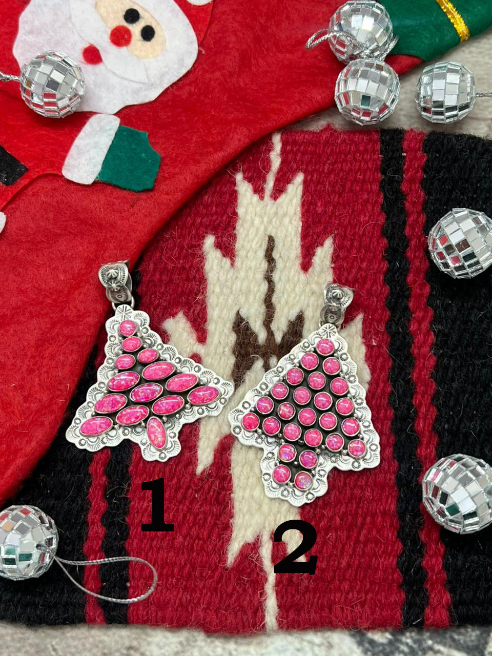 "Christmas Collection" Handmade Sterling Silver Hot Pink Pendant "Signed Nizhoni"