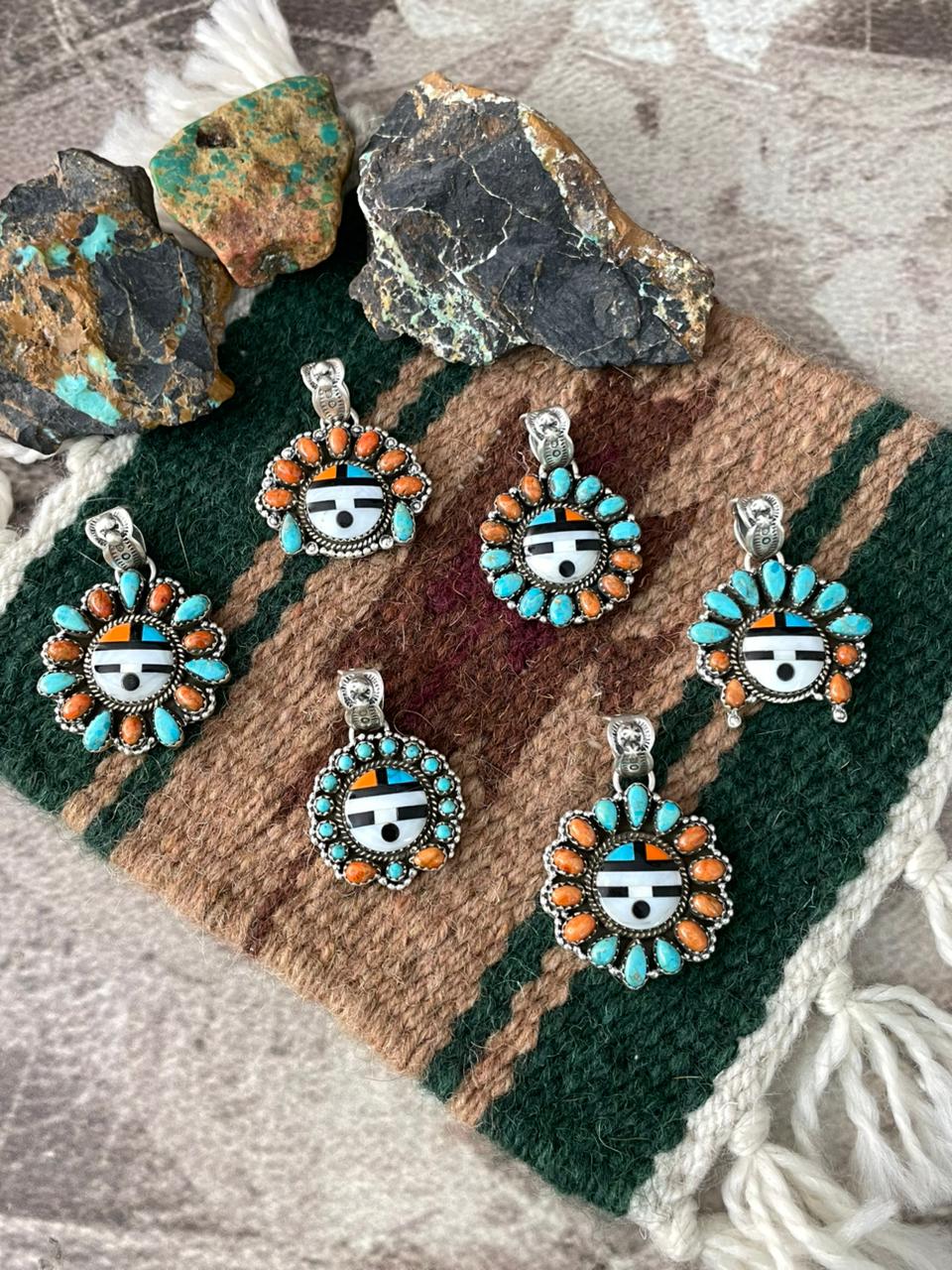 Handmade Sterling Silver Turquoise and MOP Pendant "Signed Nizhoni"