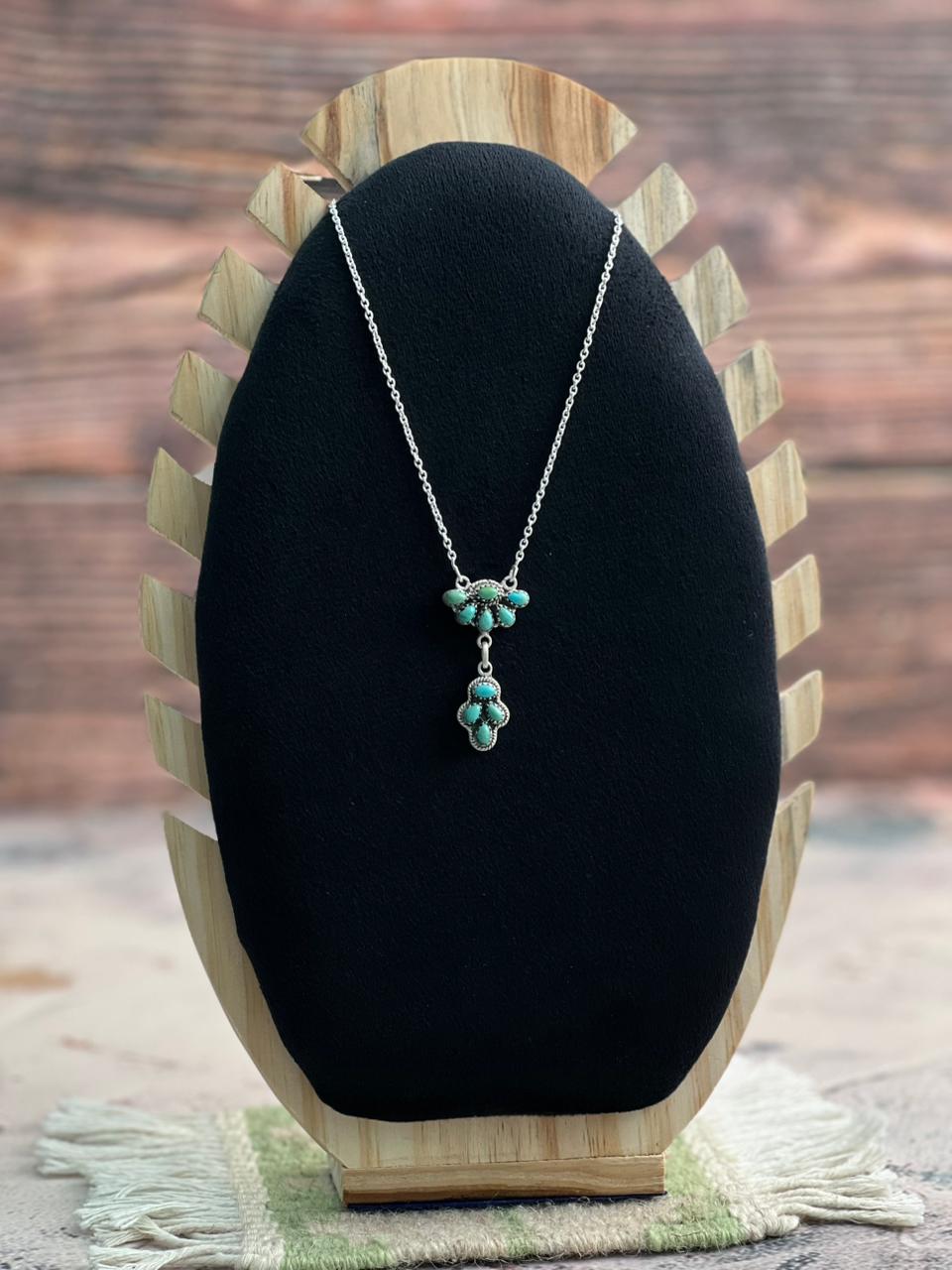 Handmade Sterling Silver Kingman Turquoise Necklace "Signed Nizhoni"