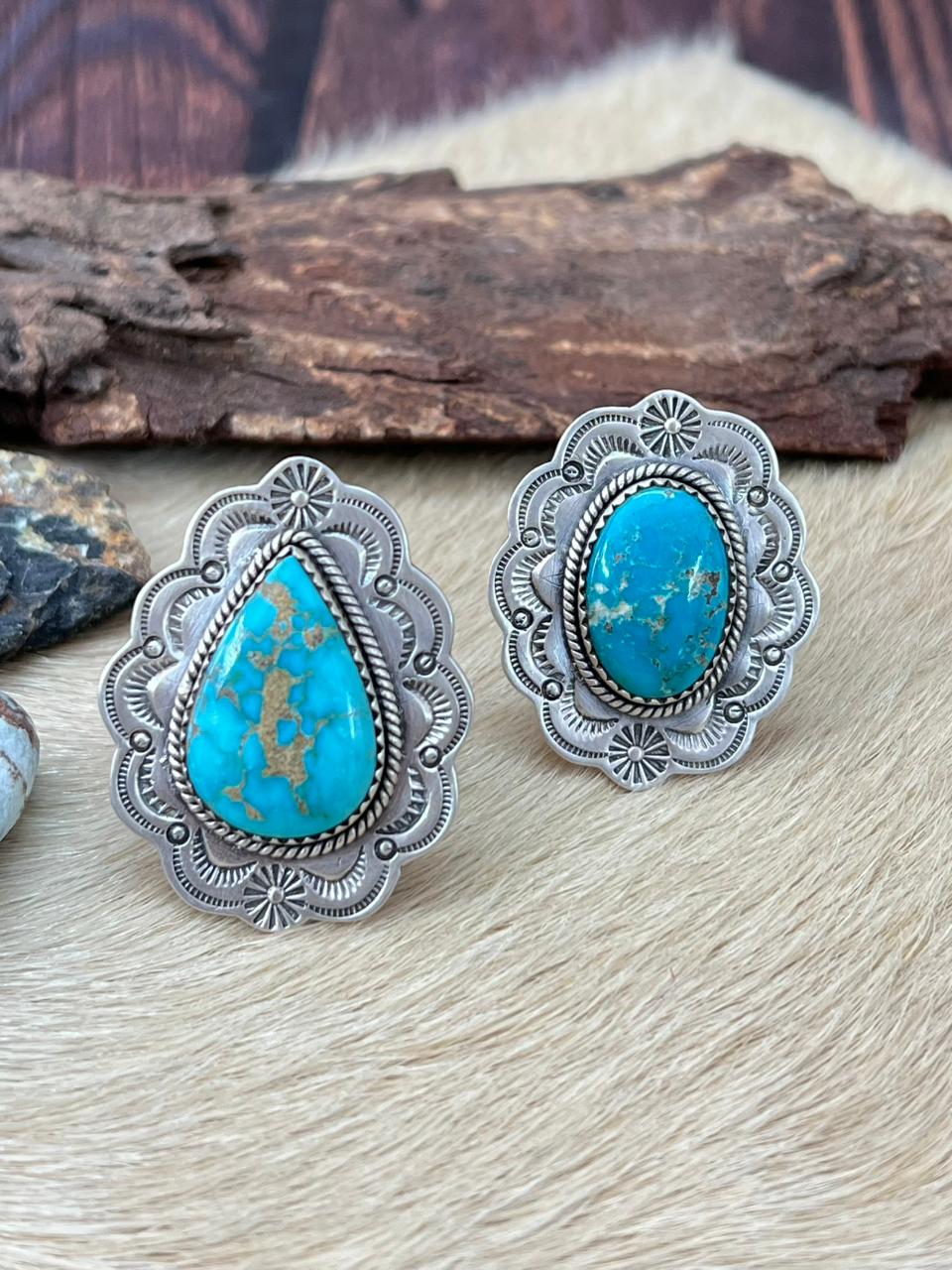 Handmade Sterling Silver White Water Adjustable Ring "Signed Nizhoni"