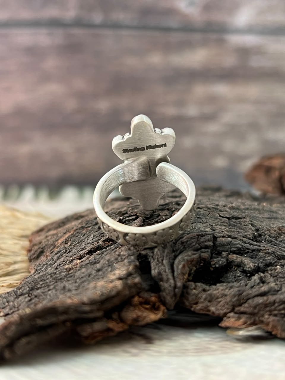 Handmade Sterling Silver Orange Mojave with Kingman Turquoise Adjustable Ring Signed Nizhoni
