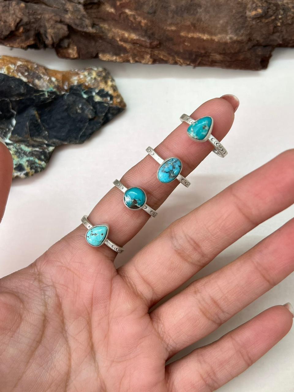 Handmade Sterling Silver White Water Adjustable Ring "Signed Nizhoni"