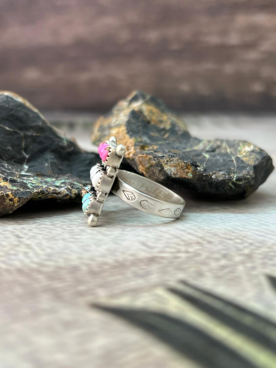 Handmade Sterling Silver Cotton Candy Adjustable Ring " Signed Nizhoni"