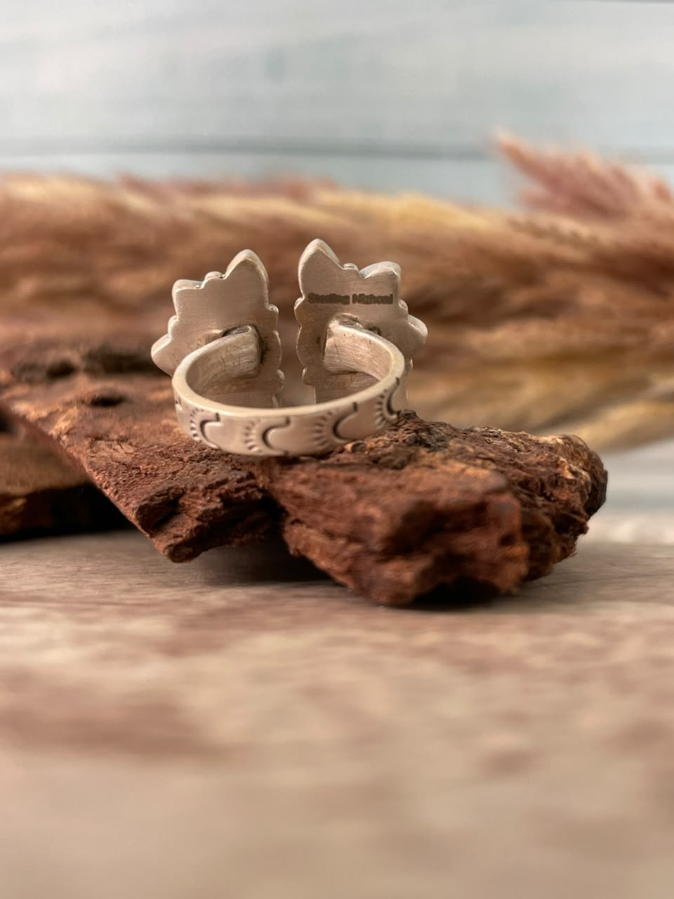 Handmade Sterling Silver Kingman Turquoise Adjustable Ring Signed Nizhoni