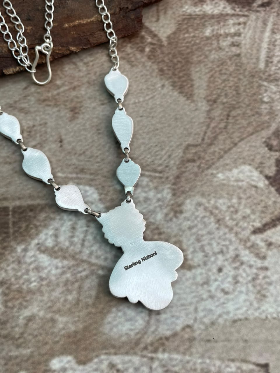 Handmade Sterling Silver Sierra Bella Turquoise Necklace Signed Nizhoni
