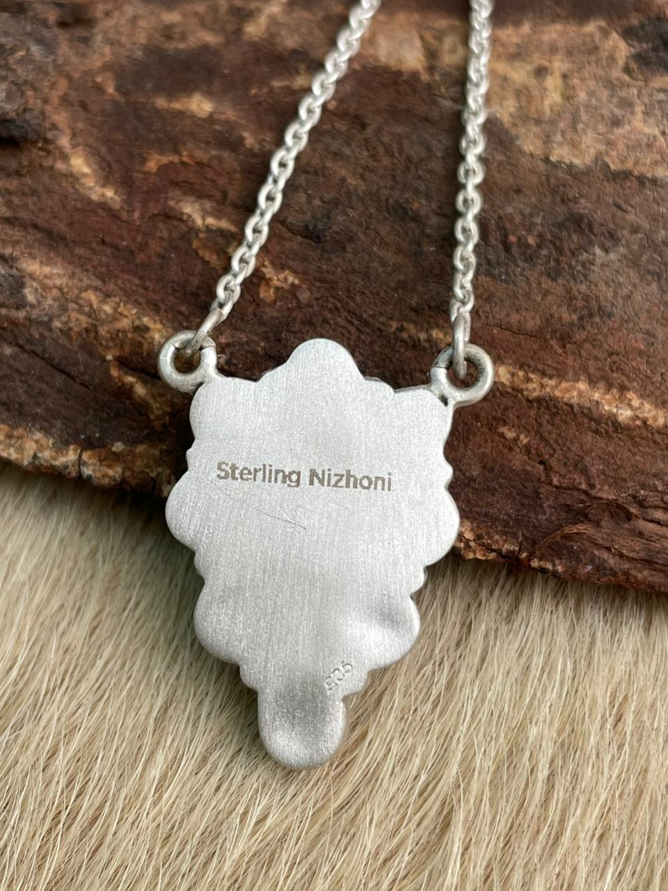 Handmade Sterling Silver Kingman Turquoise Necklace "Signed Nizhoni"