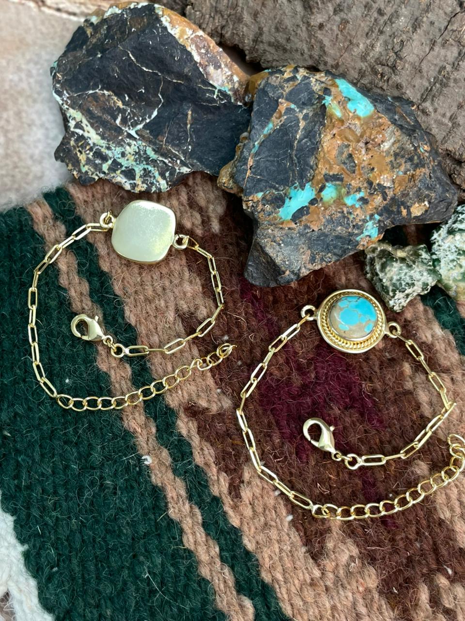 “The Golden Collection” Handmade Number 8 Turquoise with Gold Bracelet