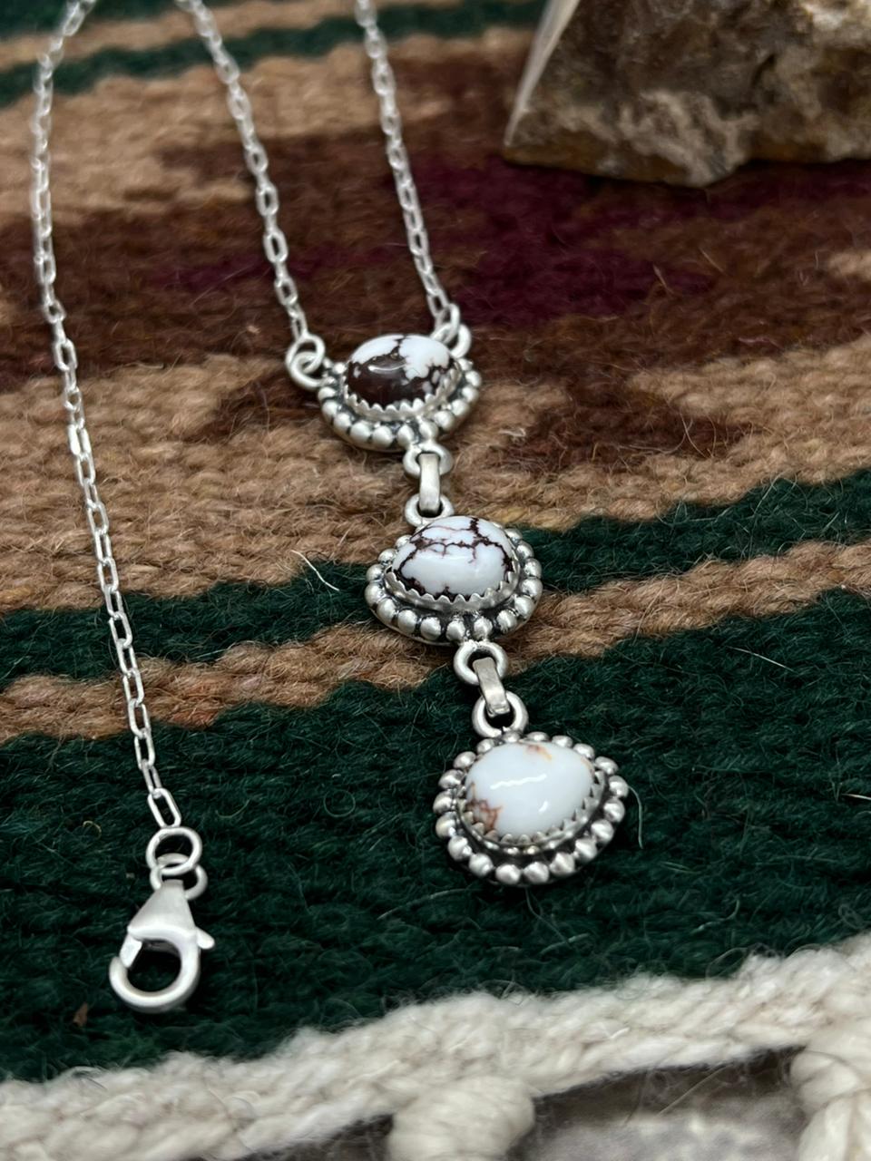 Handmade Sterling Silver Wild Horse Magnesite Necklace "Signed Nizhoni" (8)